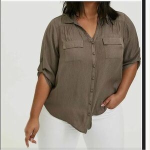 Torrid Striped Button Down Blouse